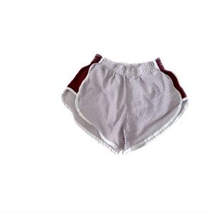 Dark red striped shorts
